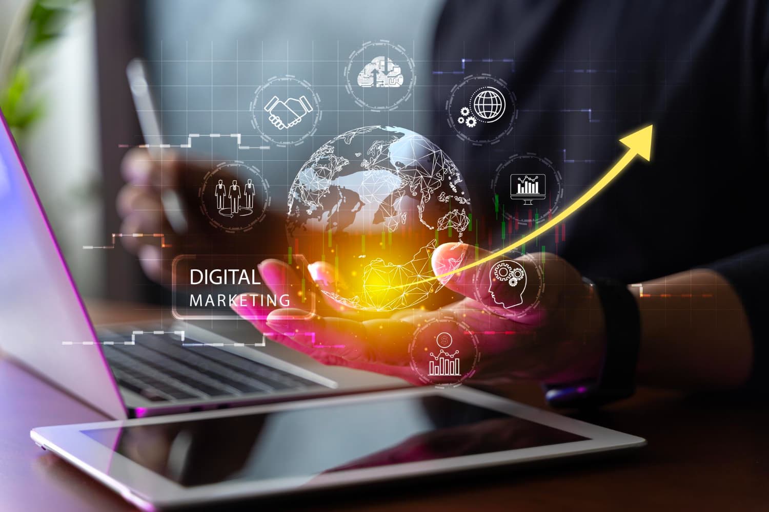 Digital marketing strategy interface on a tablet