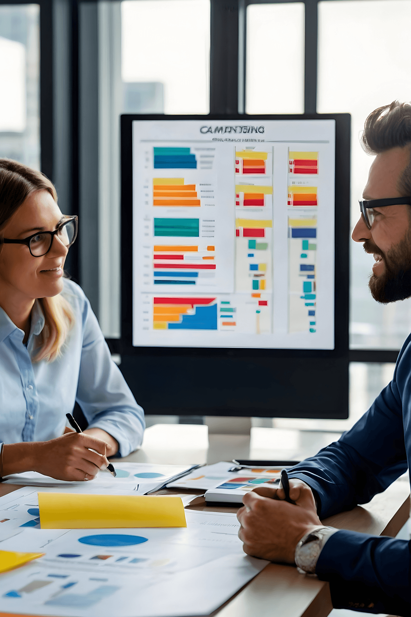 Marketing strategist presenting a competitive analysis